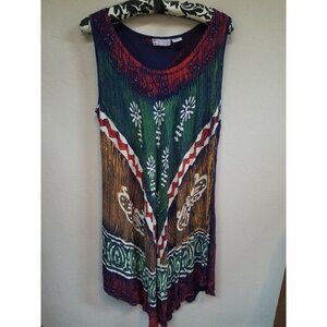 Just Cruising Sleeveless Dress Boho Floral Butterfly Sequin Multicolor Free Size